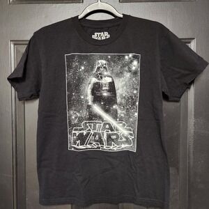 Star Wars T-Shirt Boys Medium Black Darth Vader Light Saber Movie Tee Cotton